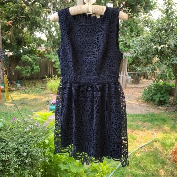 - Miami sleeveless, lace-covered dress Sz. XS Navy Blouse - Picture 2 of 6